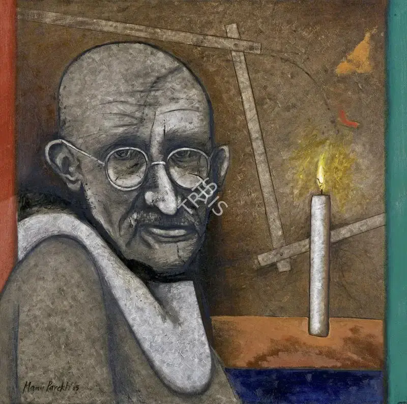 Manu Parekh (Artist), Portrait of Gandhi I, 2005, Painting