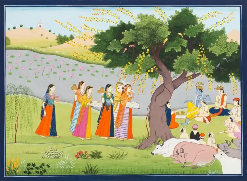 Rajeev&nbsp;Kumar (Artist), Untitled (Krishna with Gopis), Painting