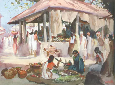 G.D. Paulraj (Artist), Bombay Bazaar, Painting