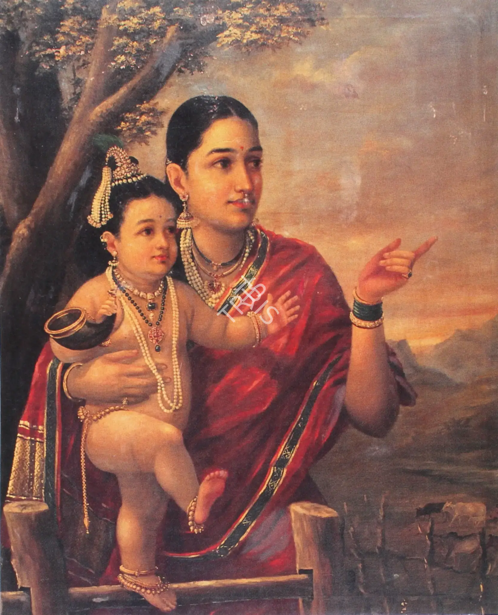 Raja Ravi Varma (Artist), Yashoda And Krishna, Painting
