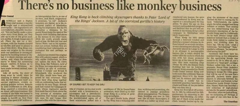 Peter Conrad (Reporter), There's No business Like Monkey Business, 2005, Newspaper Clipping
