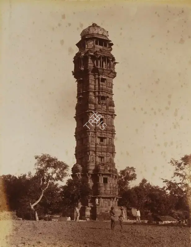 Lala Deen Dayal (Photographer), Tower of Victory in Chittore fort, 1890, Antiquarian Photograph