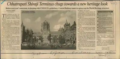 Kalpana Verma (Reporter), Chhatrapati Shivaji Terminus Chugs Towards a new Heritage look, 2005, Newspaper Clipping