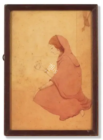 Early Bengal School (Artist), Untitled (Woman reading a letter), Drawing