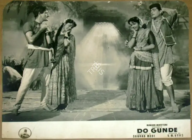 Sohrab Modi (Producer), Do Gunde, 1959, Lobby Card