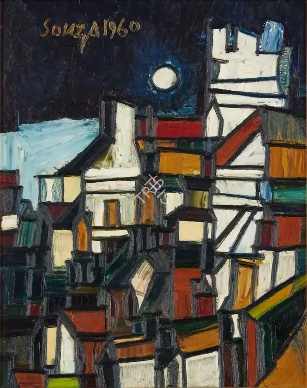 Souza, F.N. (Artist). Houses in Moonlight, 1960 | Painting, So.NeY/26.03.26, 2026 · Sotheby's