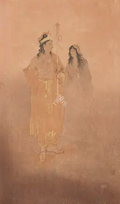 Nandalal Bose (Artist), Savitri and Yama, 1925, Painting