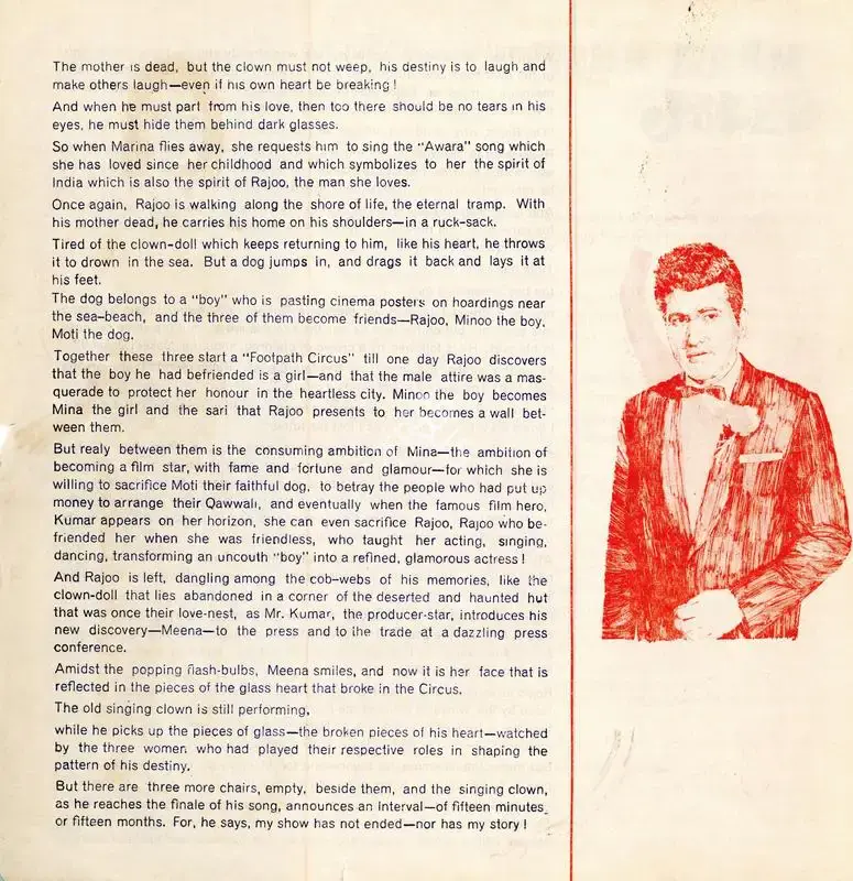 Raj Kapoor (Producer), Mera Naam Joker, 1970, Song Synopsis Booklet