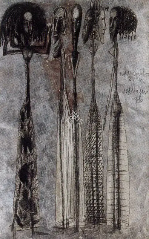 Ved Nayar (Artist), Mankind 2190, 1990, Painting