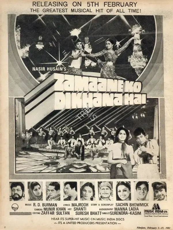 Nasir Husain (Producer), Zamaane Ko Dikhana Hai, 1981, Advertisement