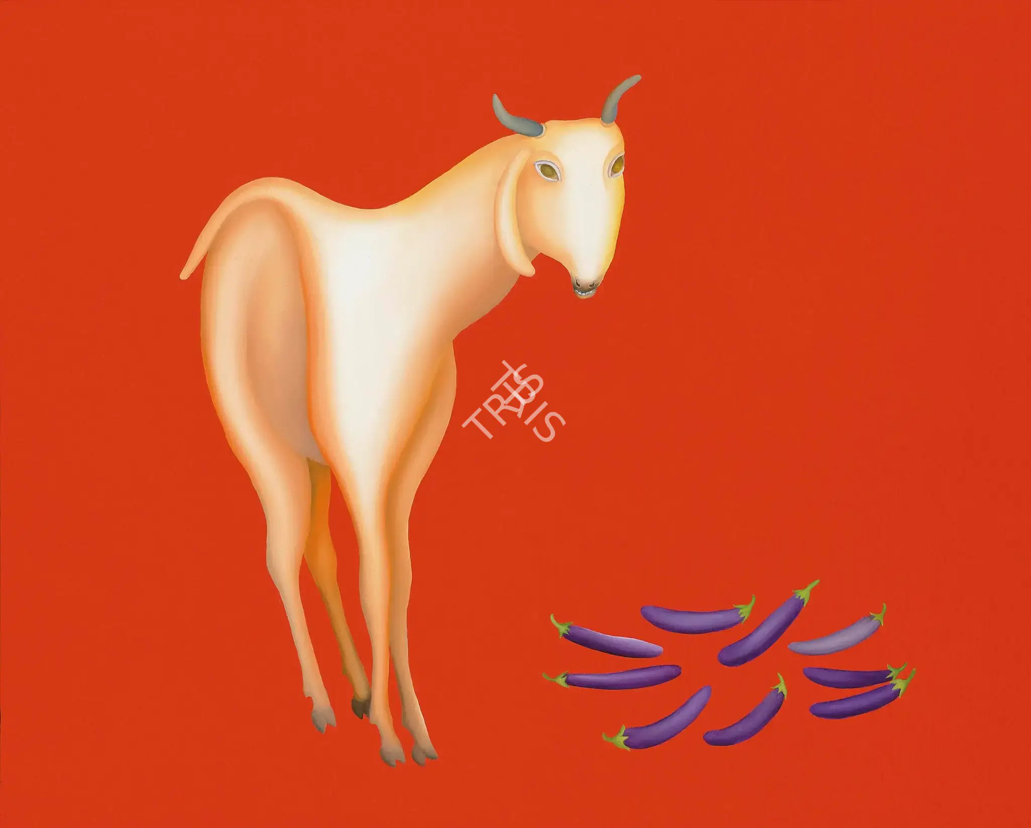 Manjit Bawa (Artist), Untitled (Goat With Aubergines), 1992, Painting