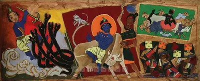 M.F. Husain (Artist), Krishna, Painting