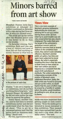 Minors Barred From Art Show, 2007, Newspaper Clipping