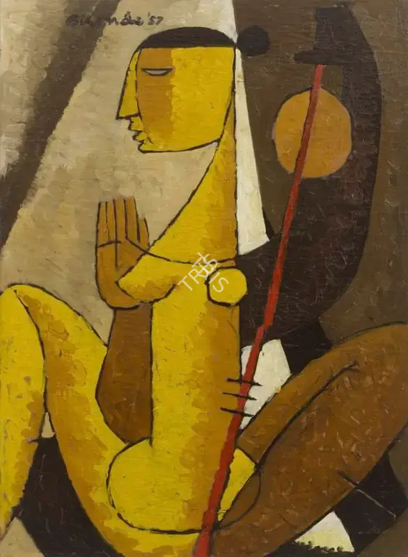 Biren De (Artist), The Musician - I, 1957, Painting