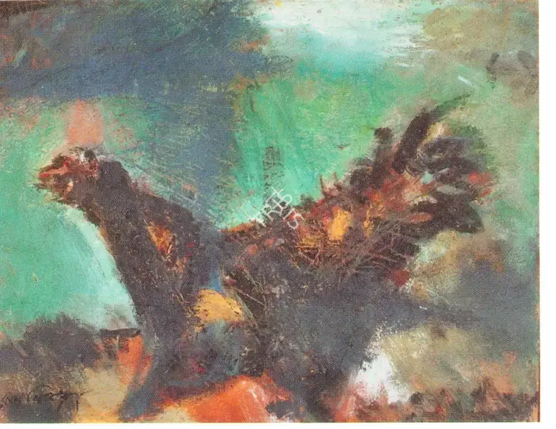 Ramkinkar Baij (Artist), The Rooster, Painting