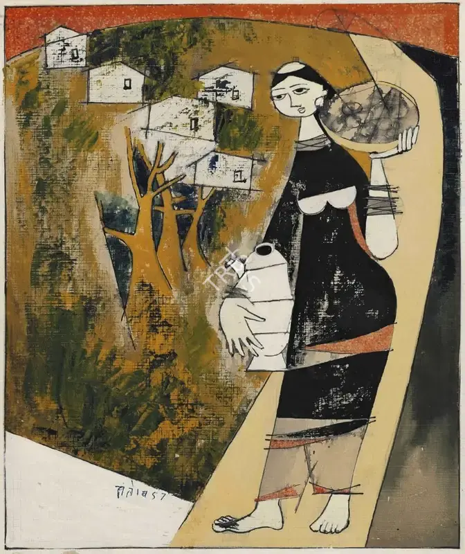 G.R. Santosh (Artist), Untitled (Woman At Work), 1957, Painting