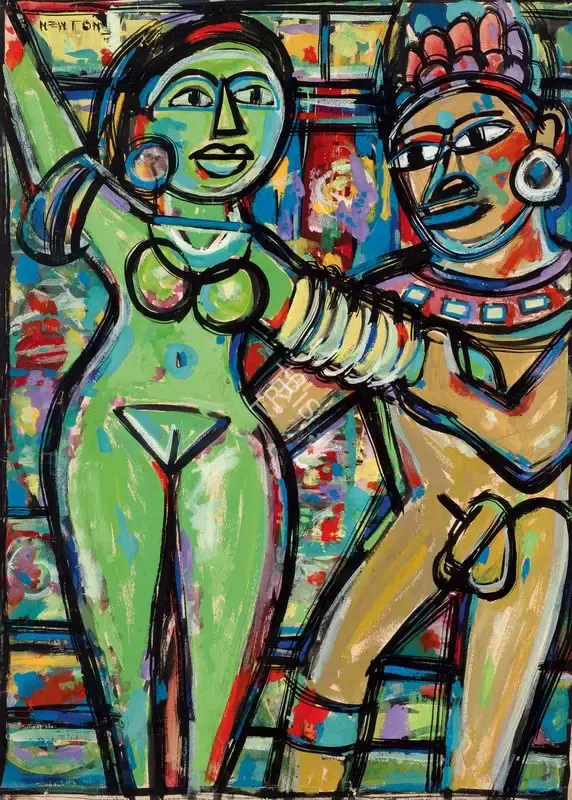 F.N. Souza (Artist), Couple, 1945, Painting
