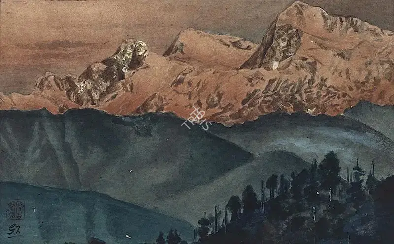 Gaganendranath Tagore (Artist), Mount Everest at Evening, Painting