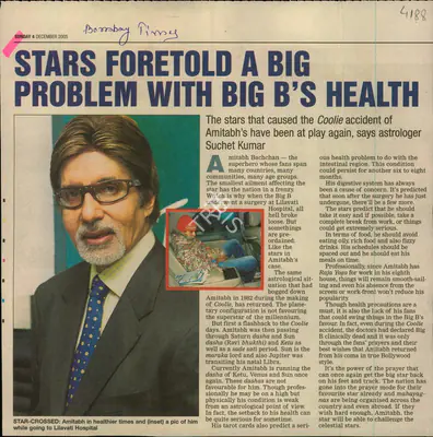 Suchet Kumar (Reporter), Stars Foretold A Big Problem with Big B's Health, 2005, Newspaper Clipping
