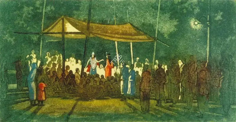 Haren Das (Artist), Ramlila, 1952, Graphic Art