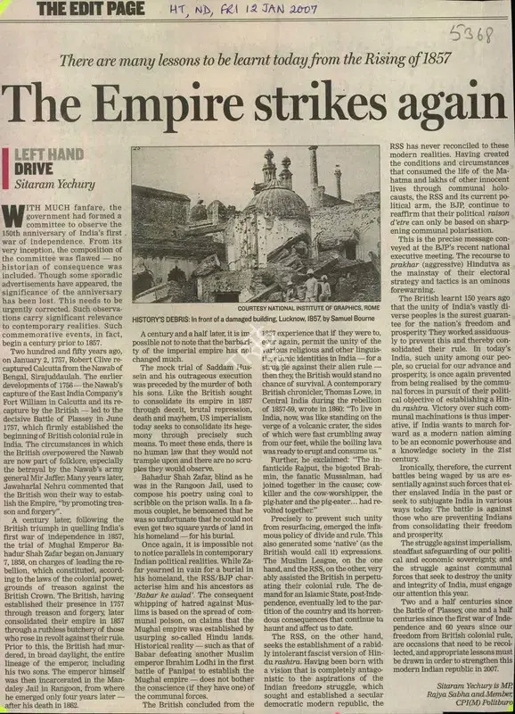 Sitaram Yechury (Reporter), The Empire Strikes Again, 2007, Newspaper Clipping