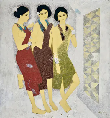 Bendre, N.S. (Artist). Untitled (Three Women), 1972 | Painting, AG.Onl/28.12.22, 2022 · Asta Guru