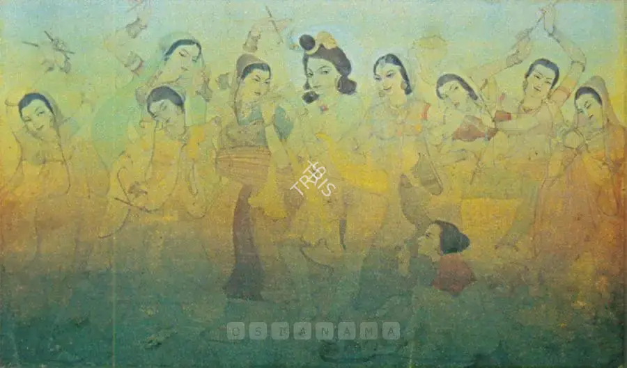Sarada Ukil (Artist), Krishna And The Gopis, Painting