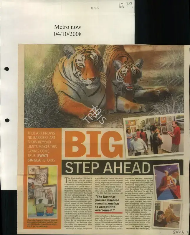 Swati Singla (Reporter), Big Step ahead, 2008, Newspaper Clipping