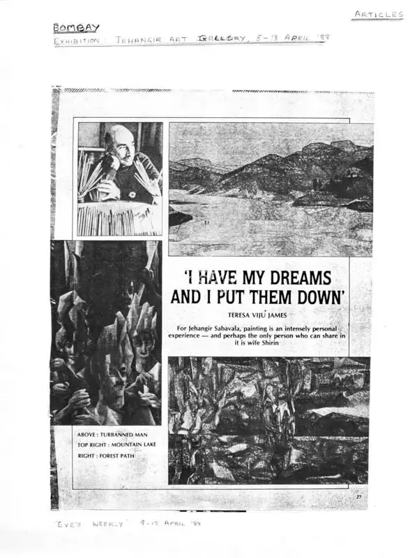 Teresa Viju  James (Writer), I have my dreams and I put them down, 1988, Newspaper Clipping
