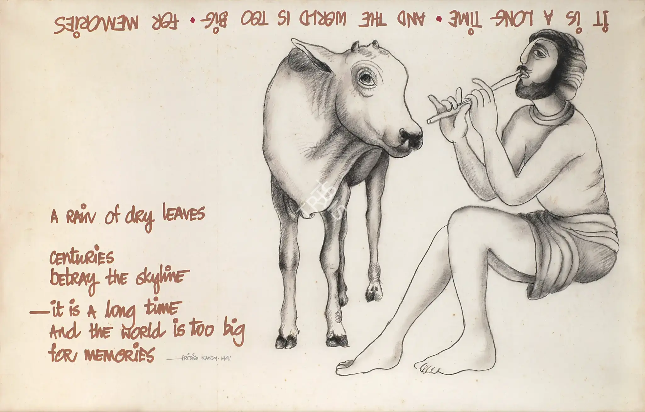 Manjit Bawa (Artist), A Rain Of Dry Leaves, 1991, Drawing