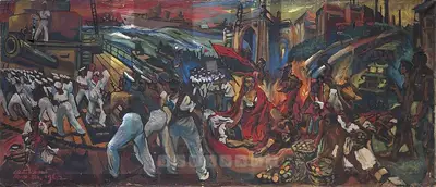Chittaprosad (Artist), R.I.N. Bombay Naval Mutiny, 1962, Painting