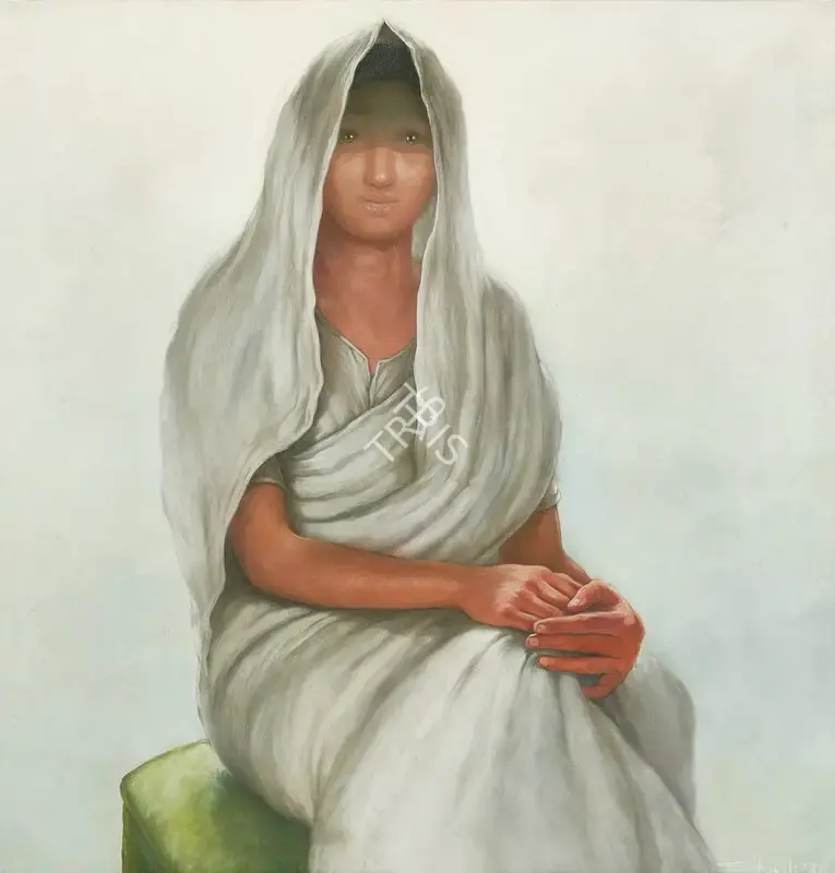 Bhattacharjee, Bikash (Artist). Portrait of _____, 1980 | Painting, Pu.Mum/27.03.25, 2025 · Pundole