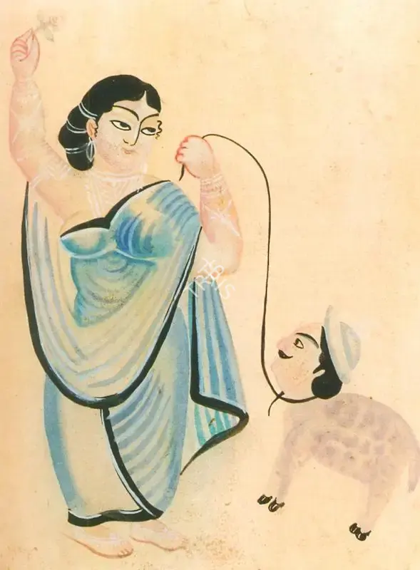 Kalighat School (Artist), Woman with her Pet Lover, 1910, Painting