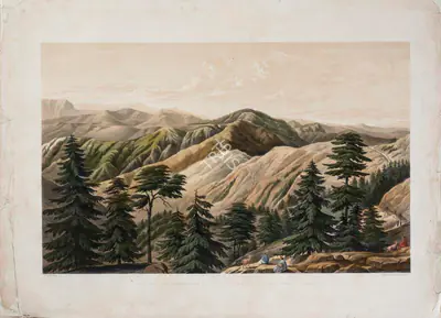 T. Picken (Lithographer), Simla and Jukko from Capt. Metcalfe's Cottage, Mahassoue - Sunrise, 1852, Lithograph