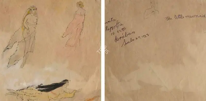 Amrita Sher-Gil (Artist), The Little Mermaid, 1923, Drawing