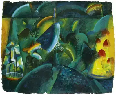 G.M. Sheikh (Artist), Scales, Chunkes of Earth, Slice of Sea etc., 1993, Painting