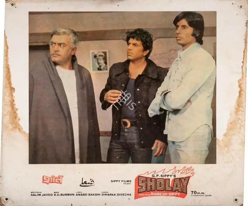 Dwarka Divecha (Cinematographer), Sholay, 1975, Photographic Still Mounted on Lobby Card