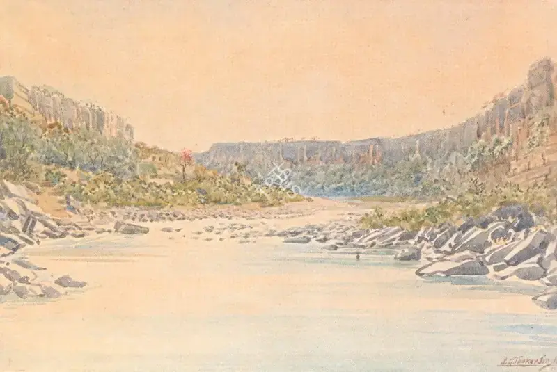 S.G. Thakur Singh (Artist), River Landscape, 1944, Painting
