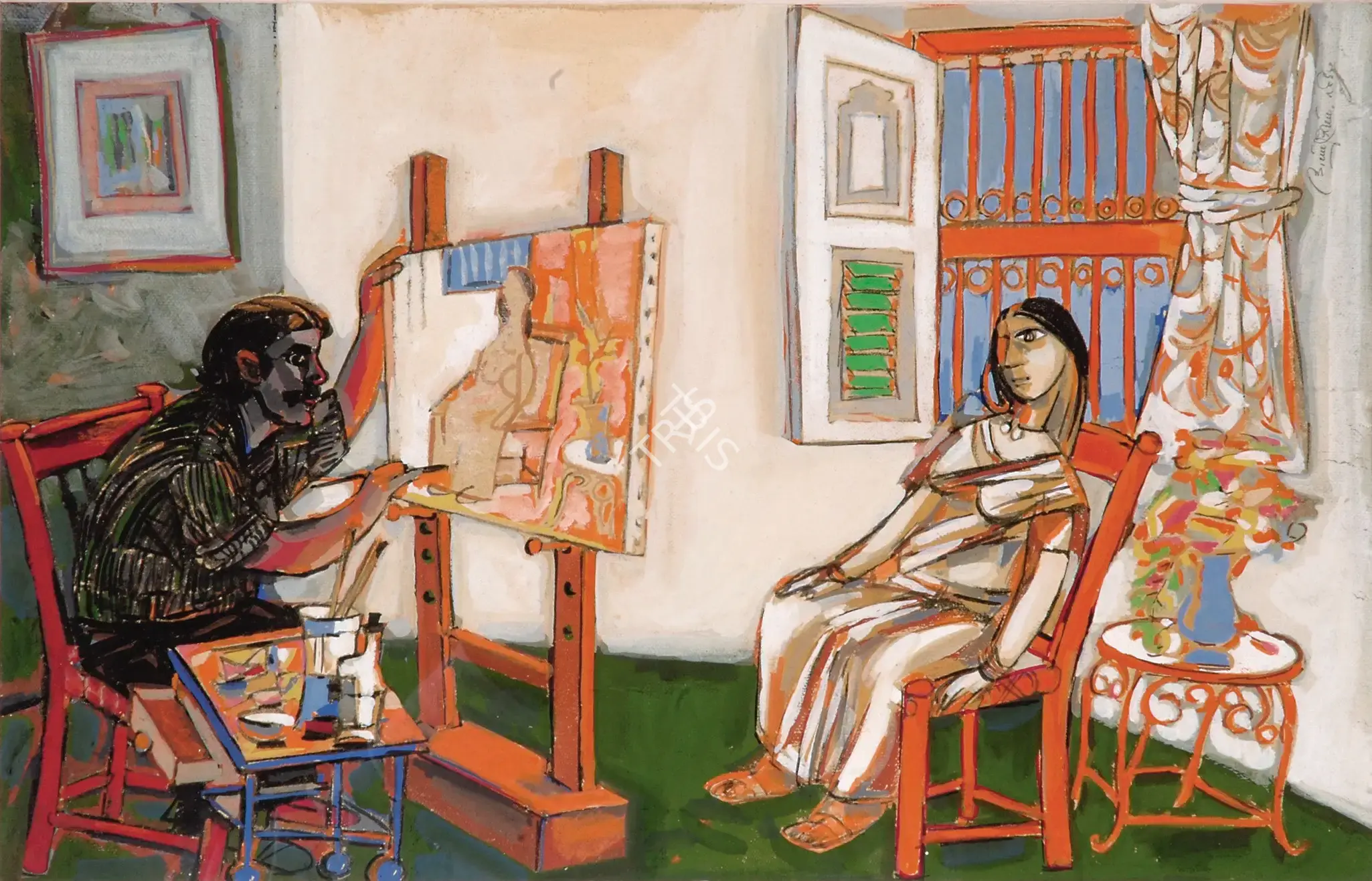 K. Laxma Goud (Artist), In Studio, 1982, Painting