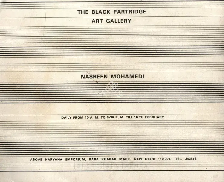 Nasreen Mohamedi (Artist), Nasreen Mohamedi, 1975, Solo Exhibition Invitation
