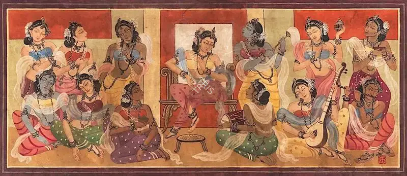 Bose, Nandalal (Artist). Princess with Attendants, c.1946 | Painting, 2022 · DeRivaz & Ives