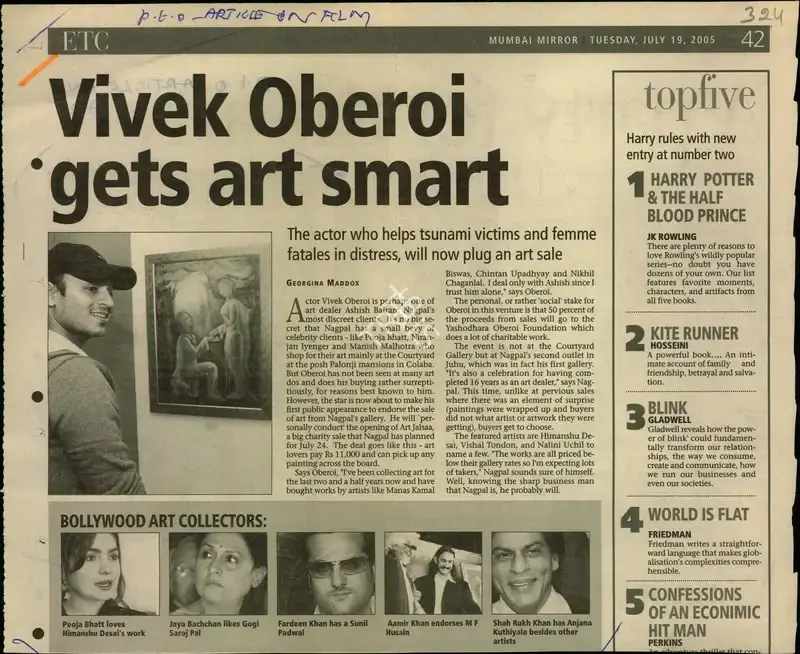 Georgina L. Maddox (Reporter), Vivek Oberai Gets Art Smart, 2005, Newspaper Clipping