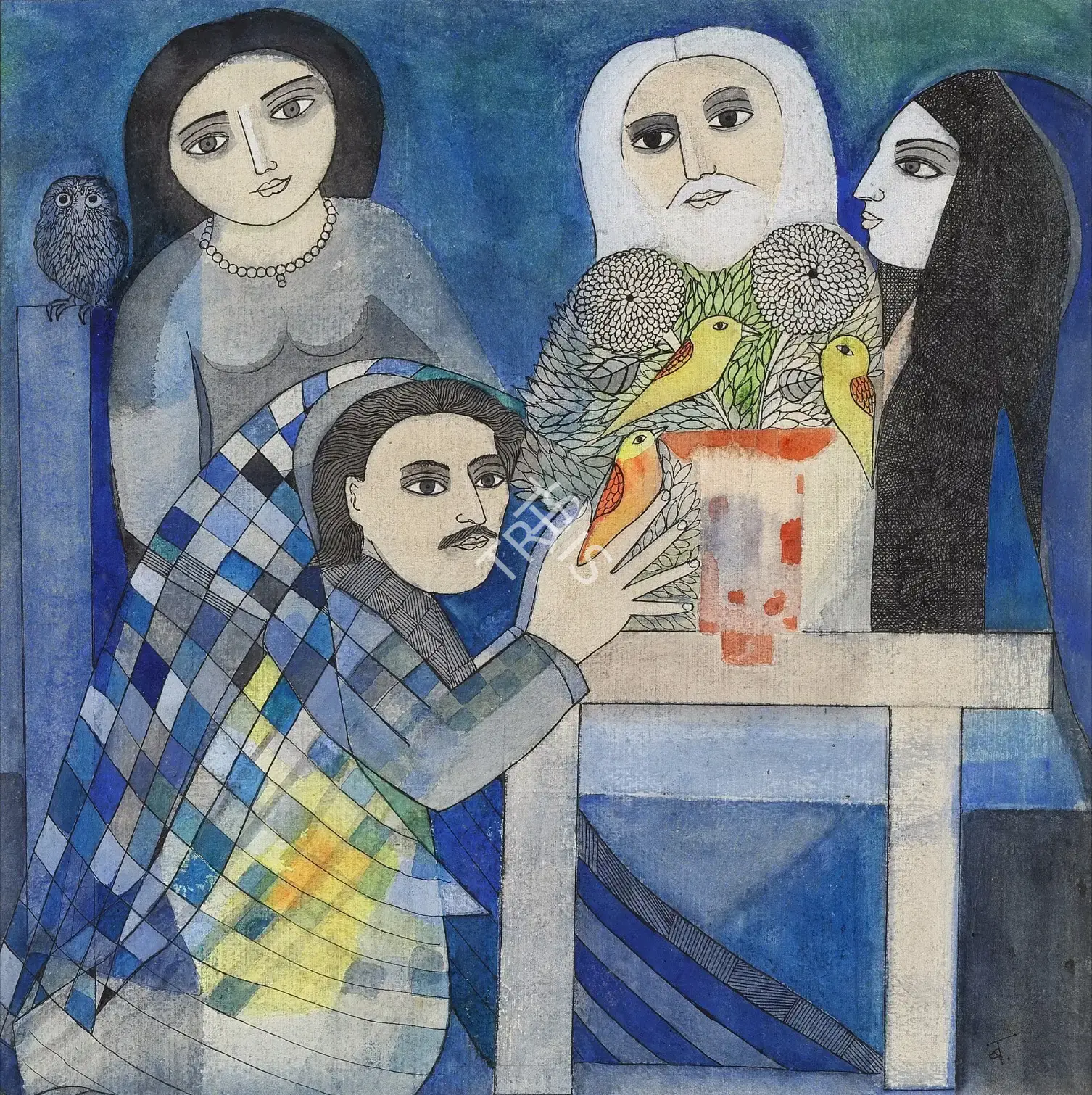 Badri Narayan (Artist), The Magician, 1986, Painting