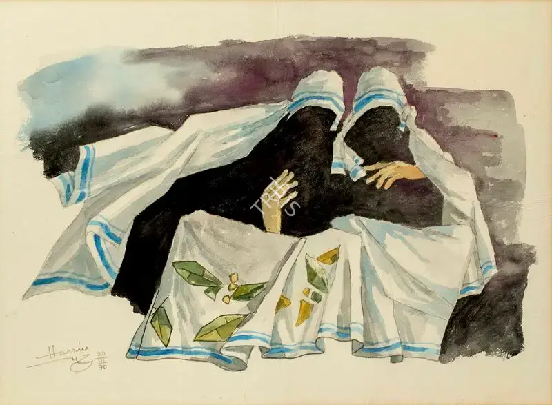 M.F. Husain (Artist), Untitled  (Mother Teresa), 1990, Painting