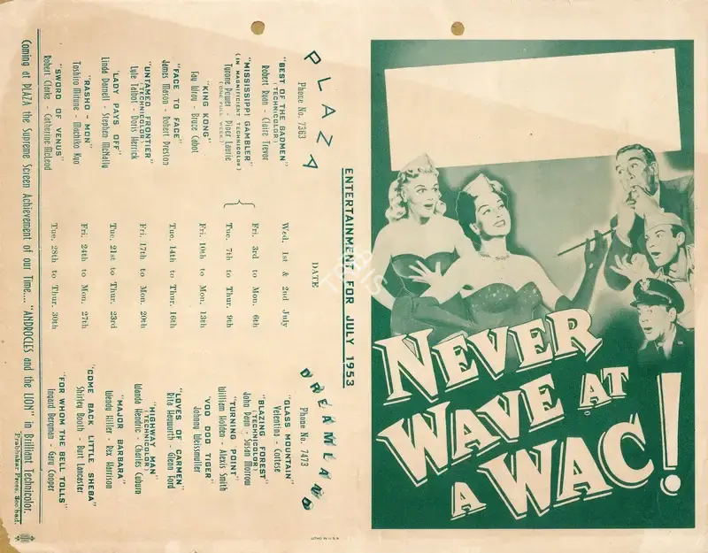 Norman Z. McLeod (Director), Never Wave at a Wac, 1953, Handbill