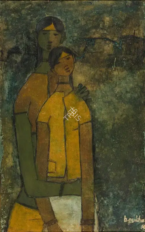 B. Prabha (Artist), Untitled (Two Women), 1959, Painting