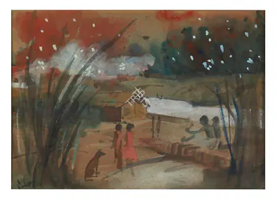 Sailoz Mookherjea (Artist), Untitled (Landscape), Painting
