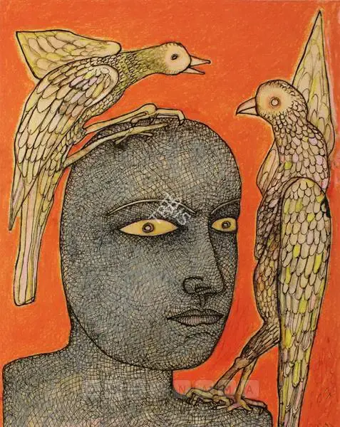 Jogen Chowdhury (Artist), Statue, 1991, Drawing
