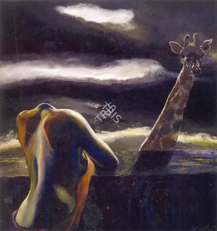 Bikash Bhattacharjee (Artist), Over The Dark Clouds, 1997, Painting