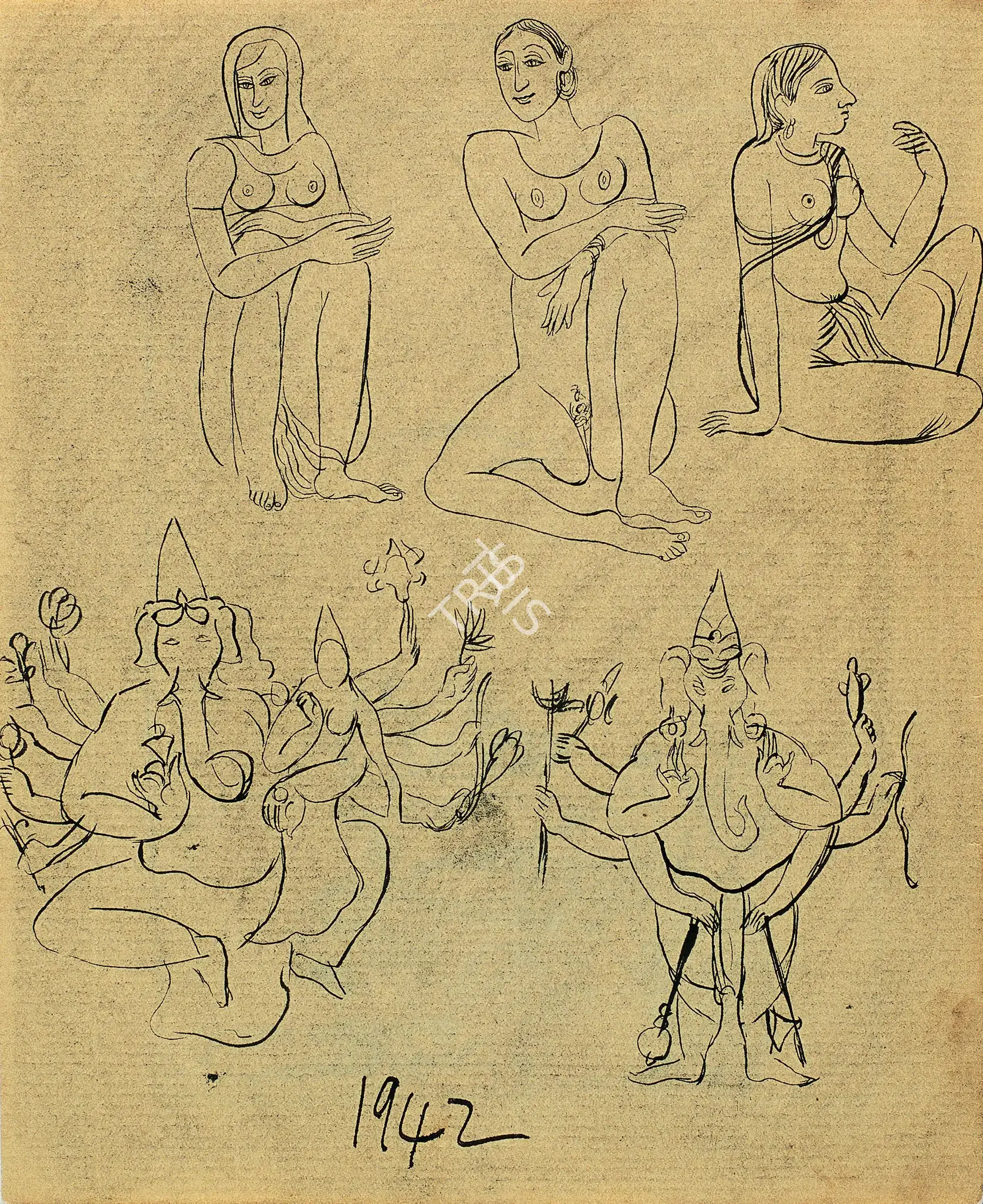 F.N. Souza (Artist), Untitled, 1942, Drawing